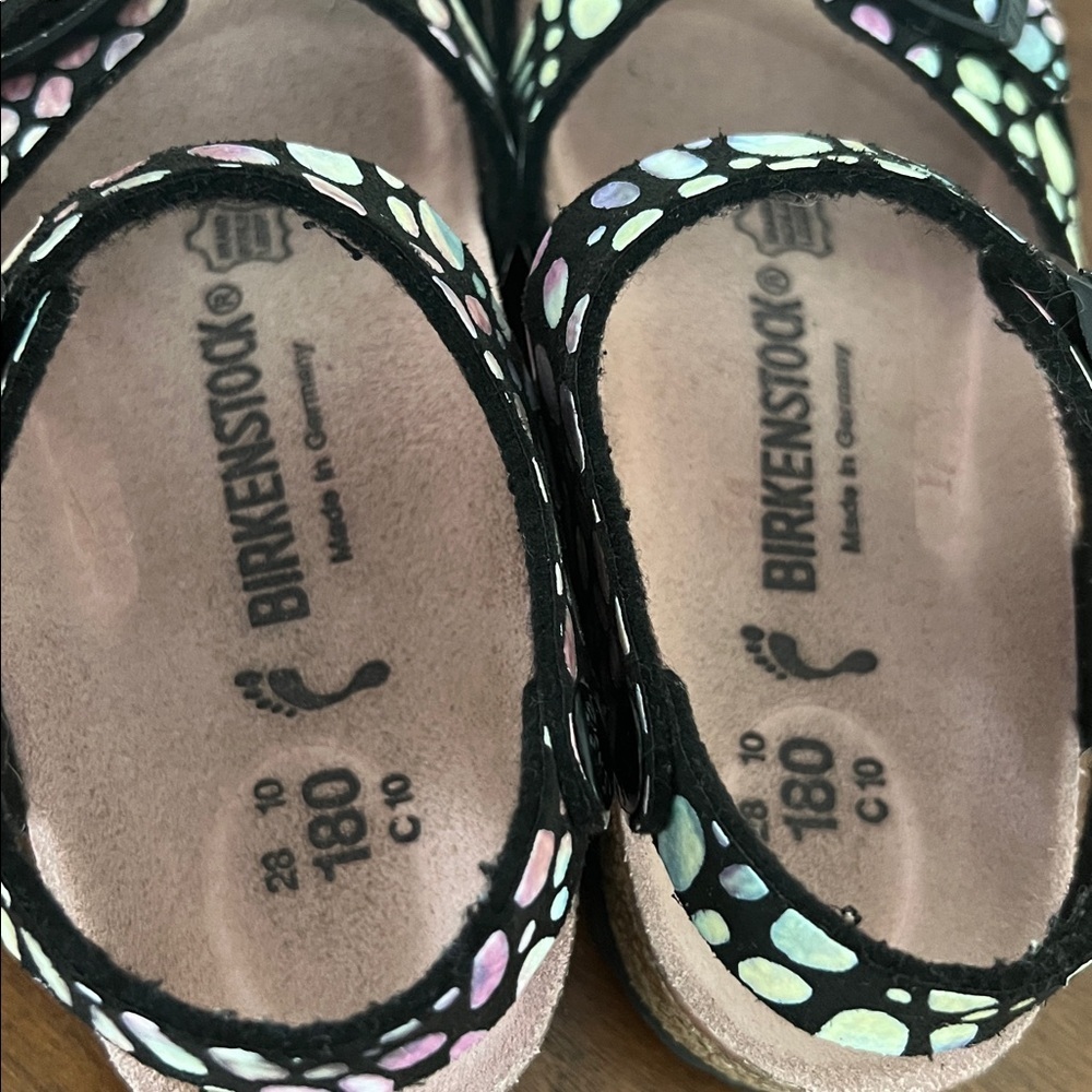Birkenstock Kids' Multicolor Pattern Leather Sandals Size 10 C - Rare Print - Picture 4 of 6